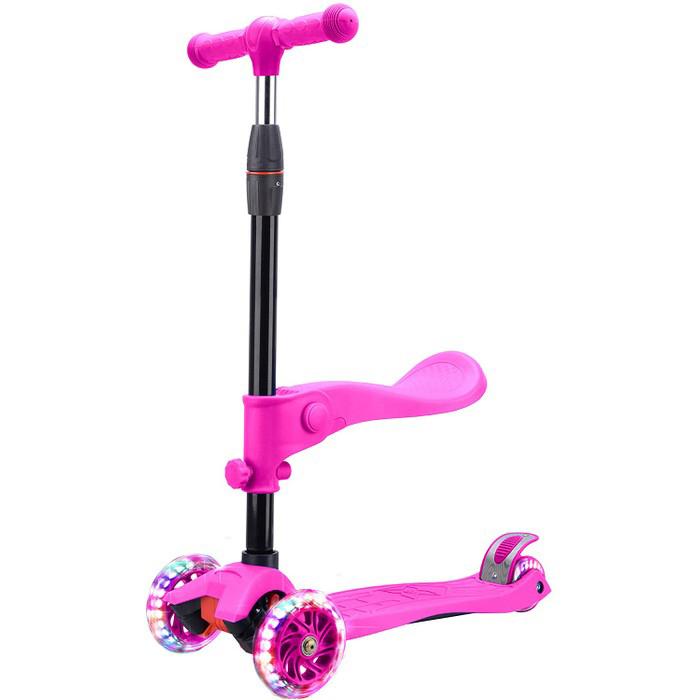 Rugged Racers 2-in-1 Kick Scooter with Removable Seat and LED Wheels