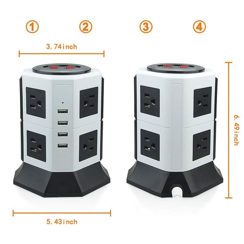 Safemore 8-Outlet Desktop Surge Protector with 4 USB Ports - Assorted Colors Gadgets & Accessories - DailySale