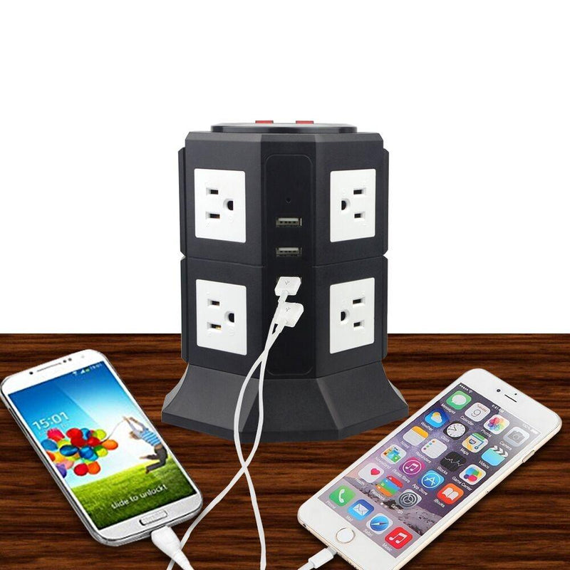 Safemore 8-Outlet Desktop Surge Protector with 4 USB Ports - Assorted Colors Gadgets & Accessories White/Black - DailySale
