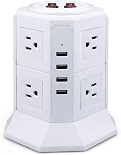 Safemore 8-Outlet Desktop Surge Protector with 4 USB Ports Gadgets & Accessories White - DailySale