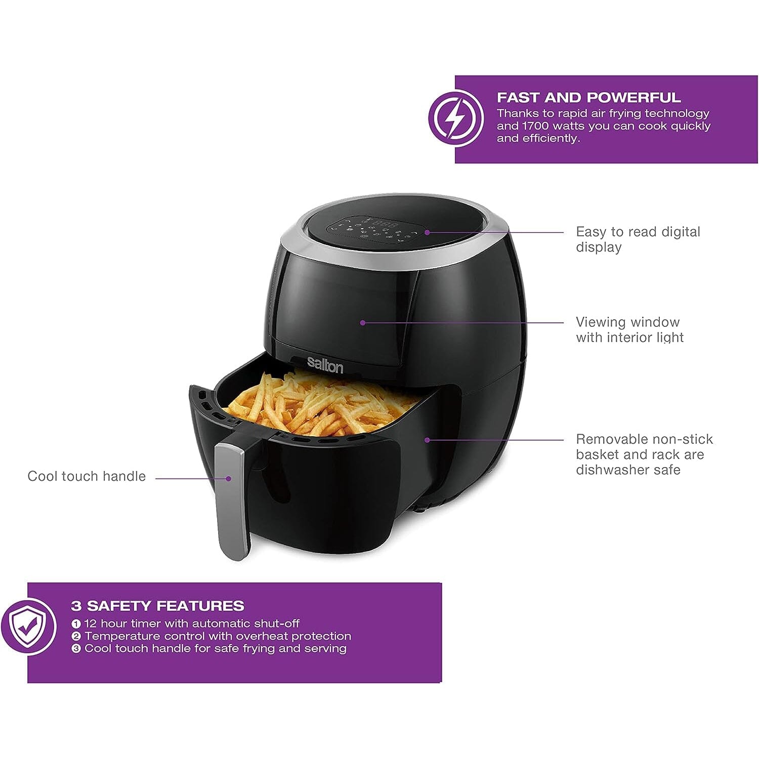 Salton Air Fryer XXL with Viewing Window - 8L Kitchen Appliances - DailySale