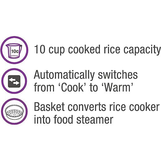 Salton Automatic Rice Cooker & Steamer - 10 Cup Kitchen Appliances - DailySale