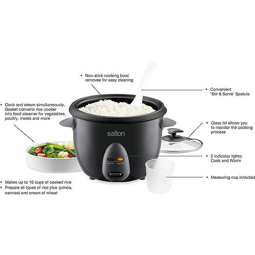 Salton Automatic Rice Cooker & Steamer - 10 Cup Kitchen Appliances - DailySale