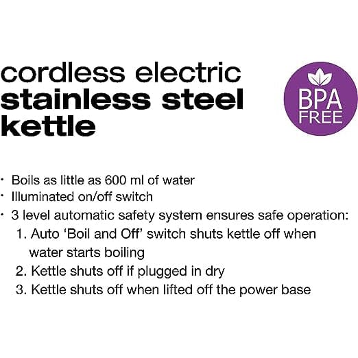 Salton Cordless Electric Stainless Steel Kettle Kitchen Appliances - DailySale