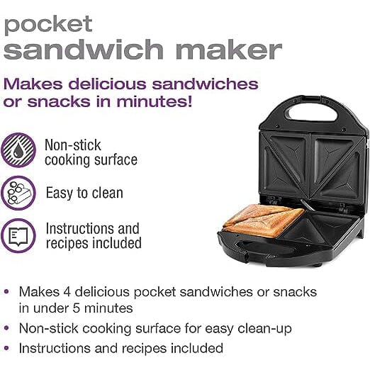 Salton Pocket Sandwich Maker - Black Kitchen Appliances - DailySale