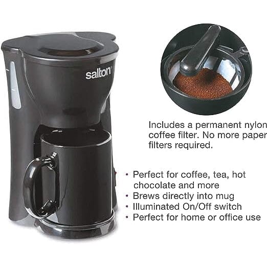 Salton Space Saving 1 Cup Coffeemaker - Black Kitchen Appliances - DailySale