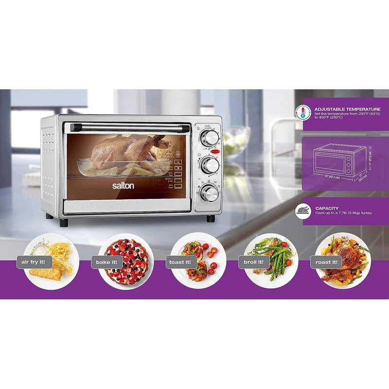 Salton Stainless Steel Air Fryer Toaster Oven Kitchen Appliances - DailySale