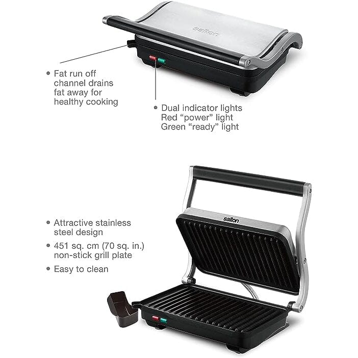 Salton Stainless Steel Panini Grill Kitchen Appliances - DailySale