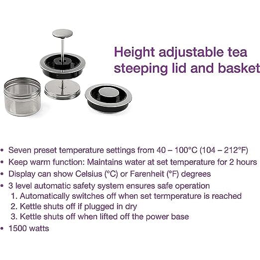 Salton Temperature Control Kettle & Tea Steeper 1.7 L/Qt Kitchen Appliances - DailySale