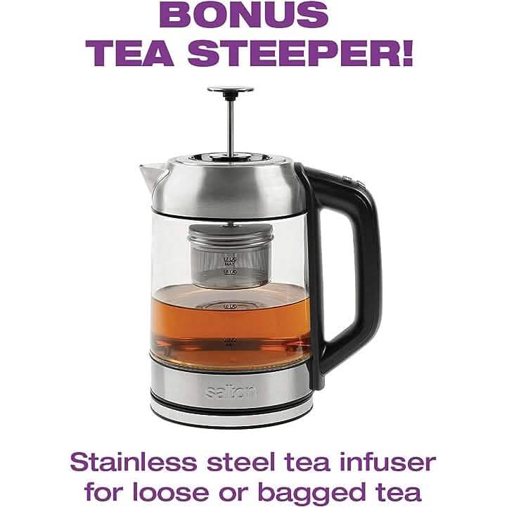 Salton Temperature Control Kettle & Tea Steeper 1.7 L/Qt Kitchen Appliances - DailySale