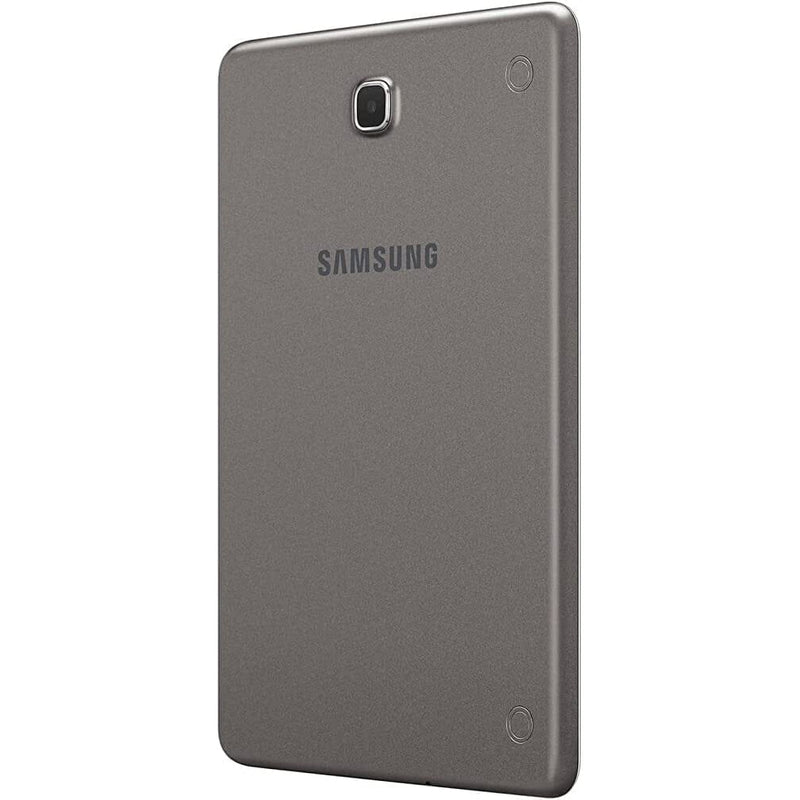 3/4 back view of Samsung Galaxy Tab A 8-Inch 16GB Tablet - Smoked Titanium