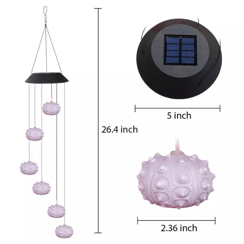 Sea Urchin Solar Light Wind Chime - LED Color Changing Decorative Hanging Lights Outdoor Lighting - DailySale