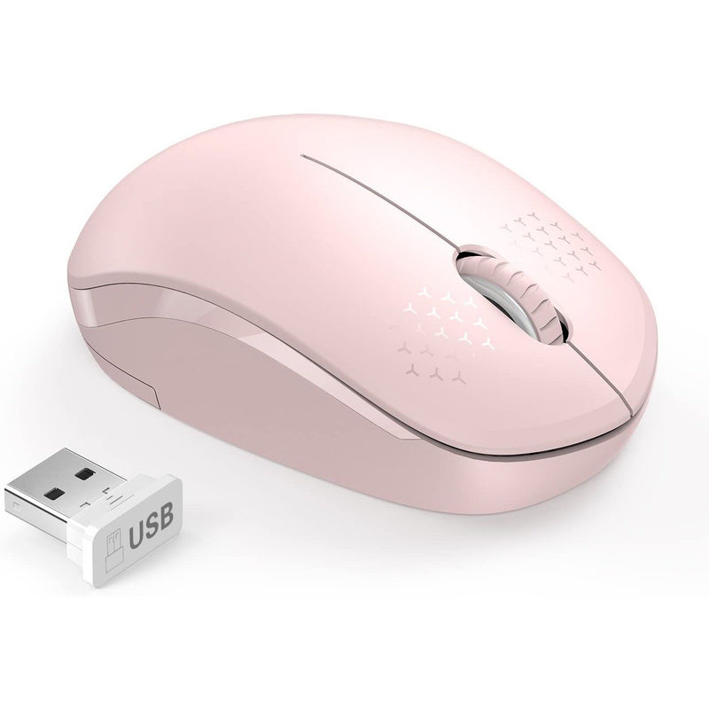 Seenda Wireless Mouse, 2.4G Noiseless Mouse with USB Receiver Portable Computer Accessories Pink - DailySale