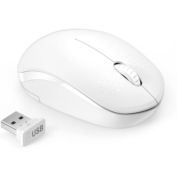 Seenda Wireless Mouse, 2.4G Noiseless Mouse with USB Receiver Portable Computer Accessories White - DailySale