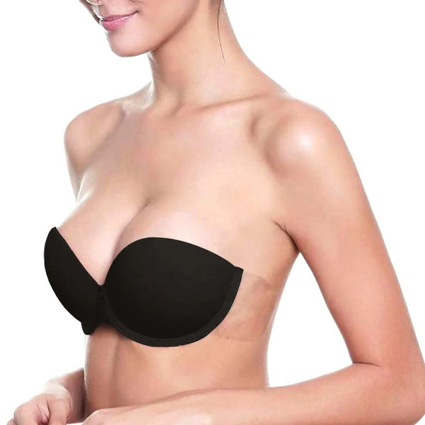 Self Adhesive Underwire Balconnette Backless Bra Women's Clothing Black A - DailySale