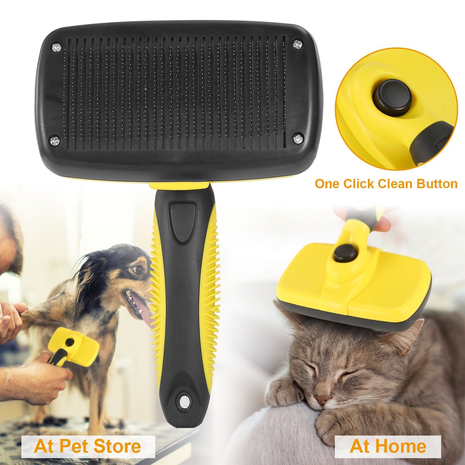 Self Cleaning Slicker Brush Pets Pet Supplies - DailySale