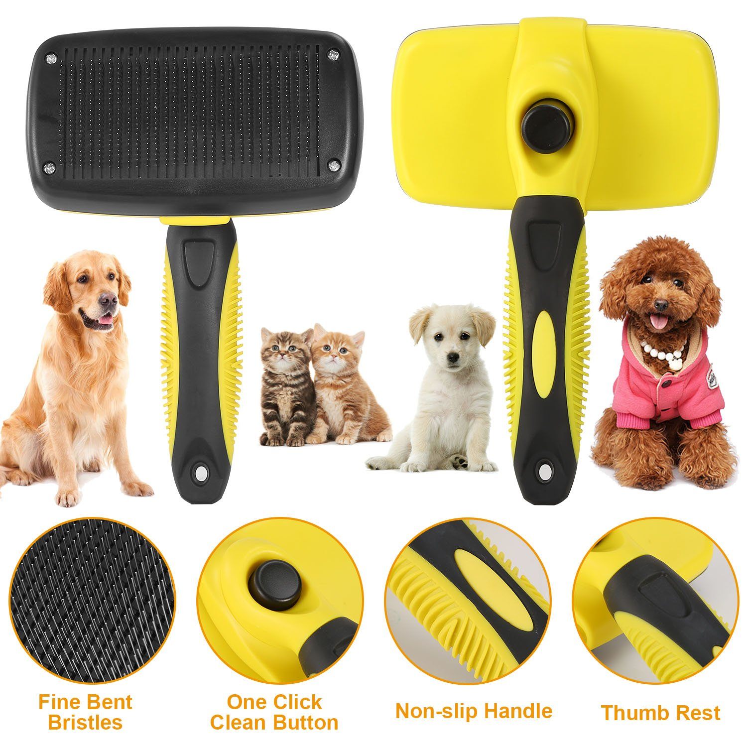 Self Cleaning Slicker Brush Pets Pet Supplies - DailySale