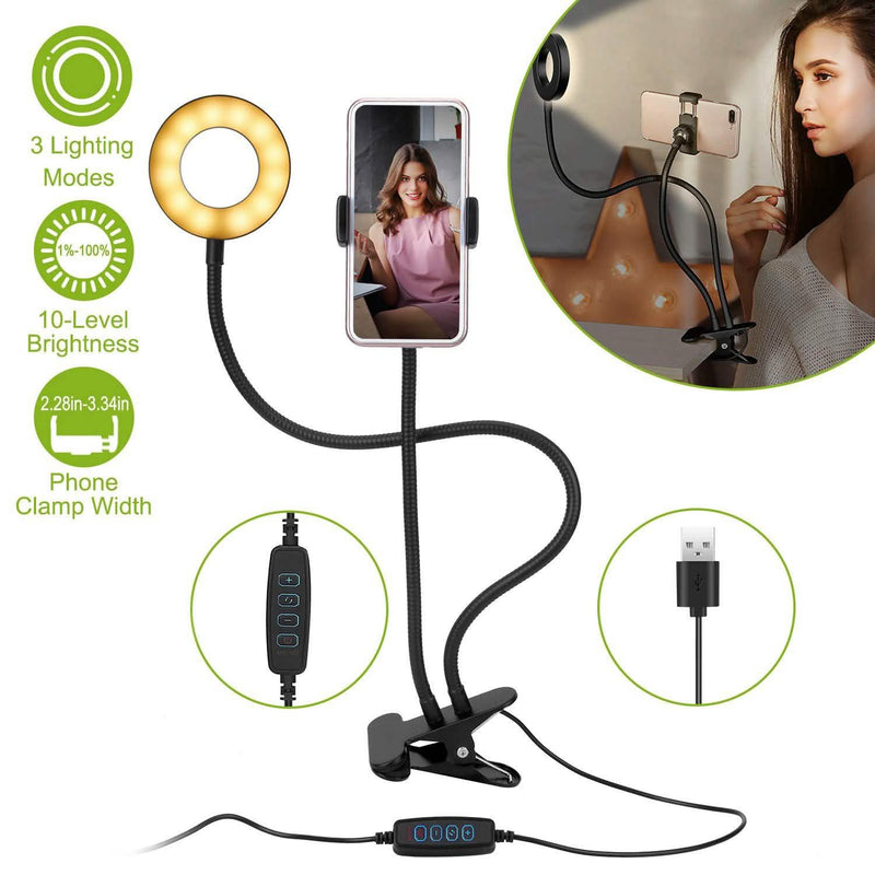 Selfie Ring with Phone Holder Clamp Mobile Accessories - DailySale