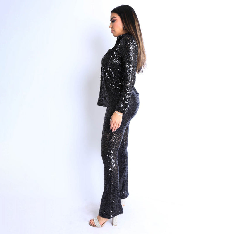 Sequin Button Down Shirt and Pant Set