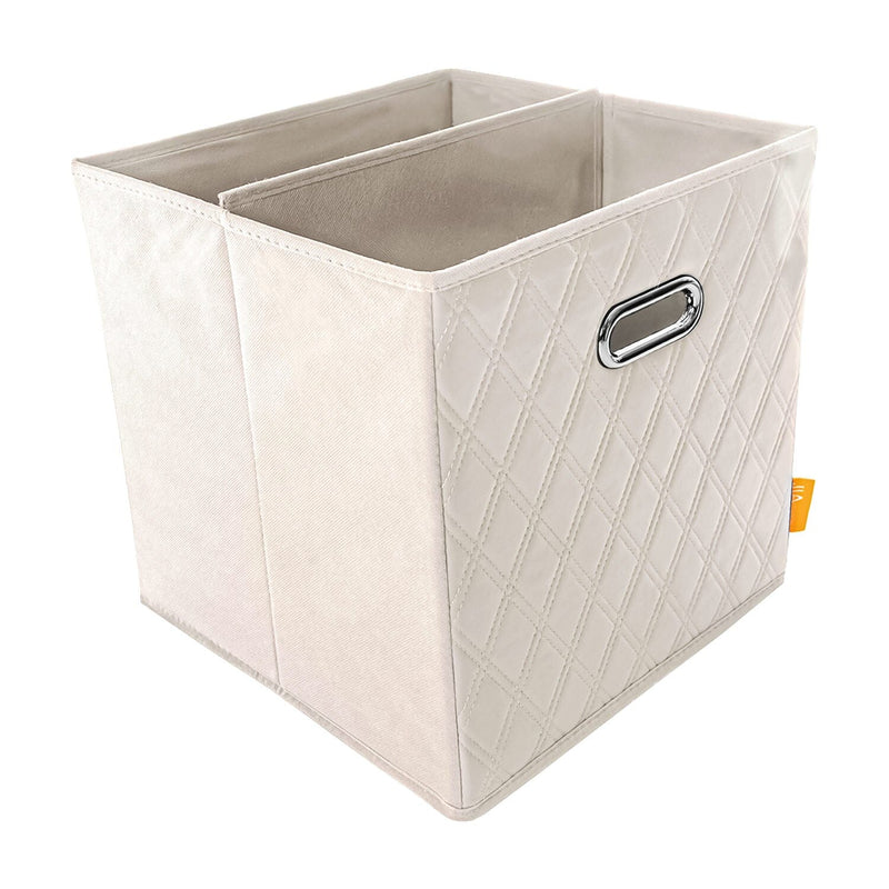 Set of 2: 11-13" Foldable Diamond Patterned Faux Leather Storage Cube Bins Closet & Storage - DailySale