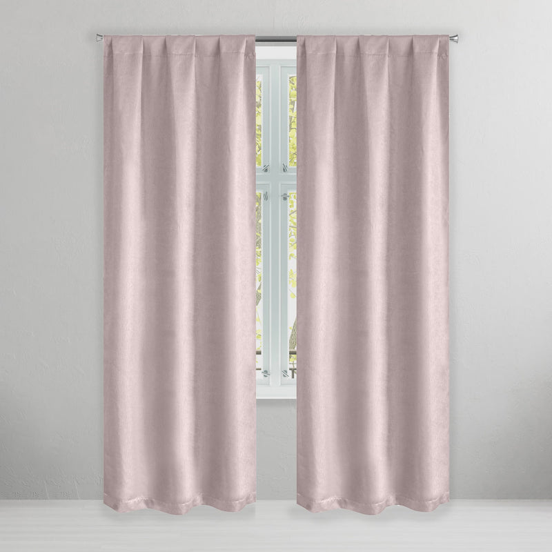 Set of 2: Brushed Textured Blackout Thermal Window Curtain Pair Panel Furniture & Decor Blush 38" X 84" - DailySale