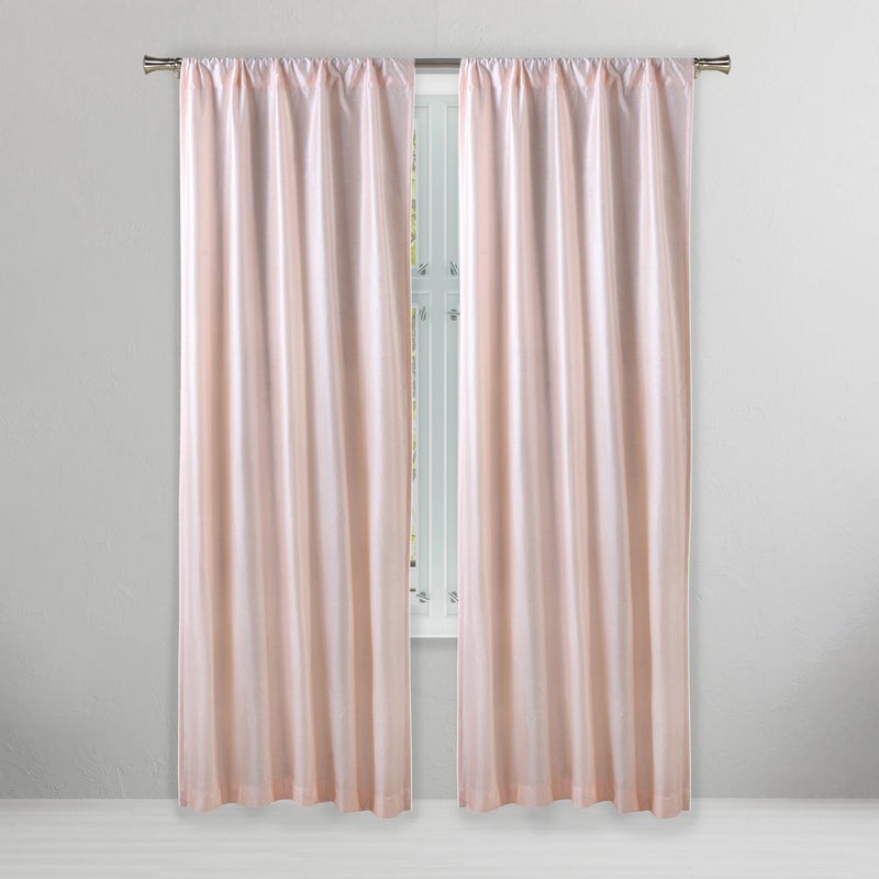 Set of 2: Embossed Crinkie Semi-Sheer Window Curtain Pair Panel Furniture & Decor Blush - DailySale