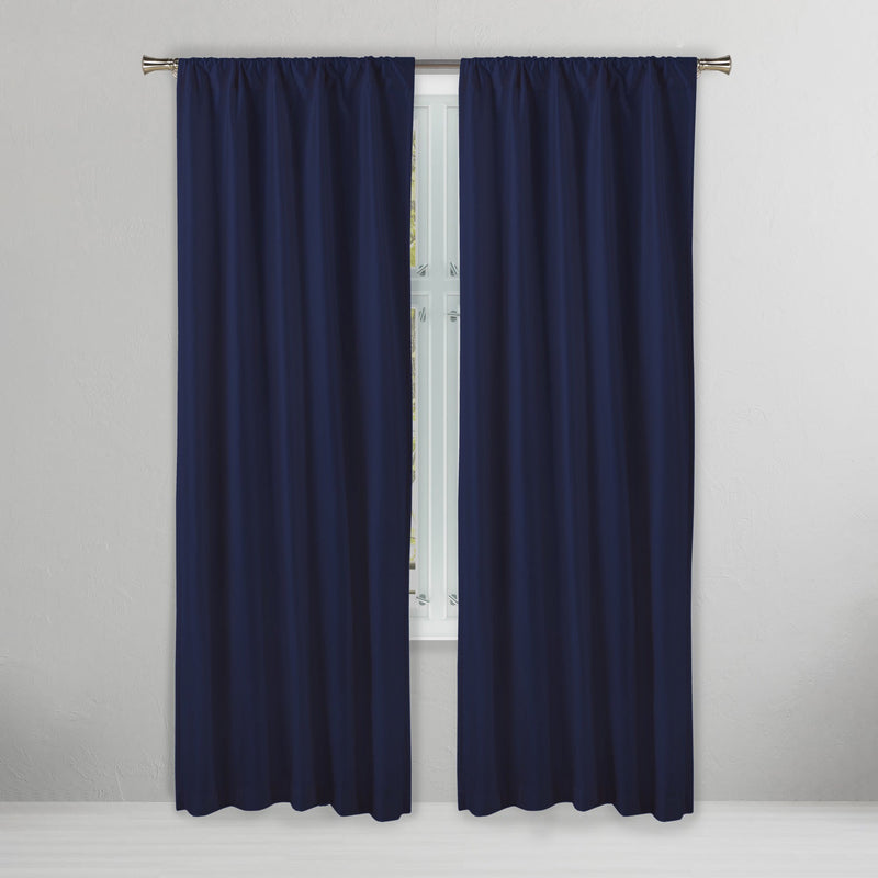 Set of 2: Embossed Crinkie Semi-Sheer Window Curtain Pair Panel Furniture & Decor Indigo - DailySale
