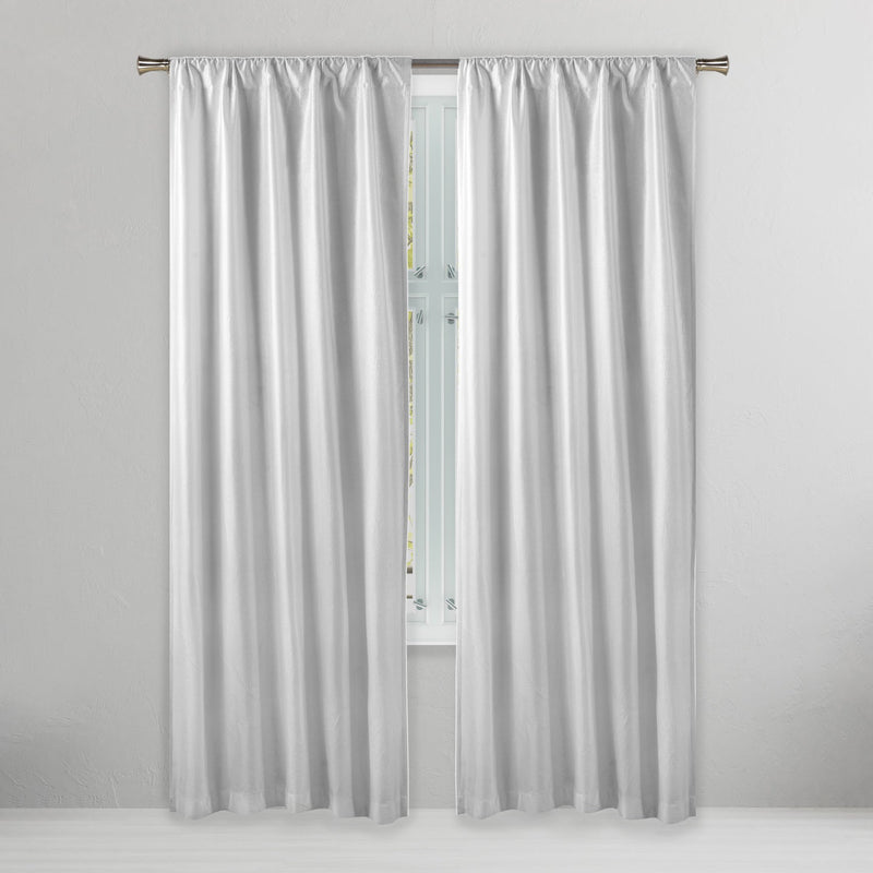 Set of 2: Embossed Crinkie Semi-Sheer Window Curtain Pair Panel Furniture & Decor Silver - DailySale