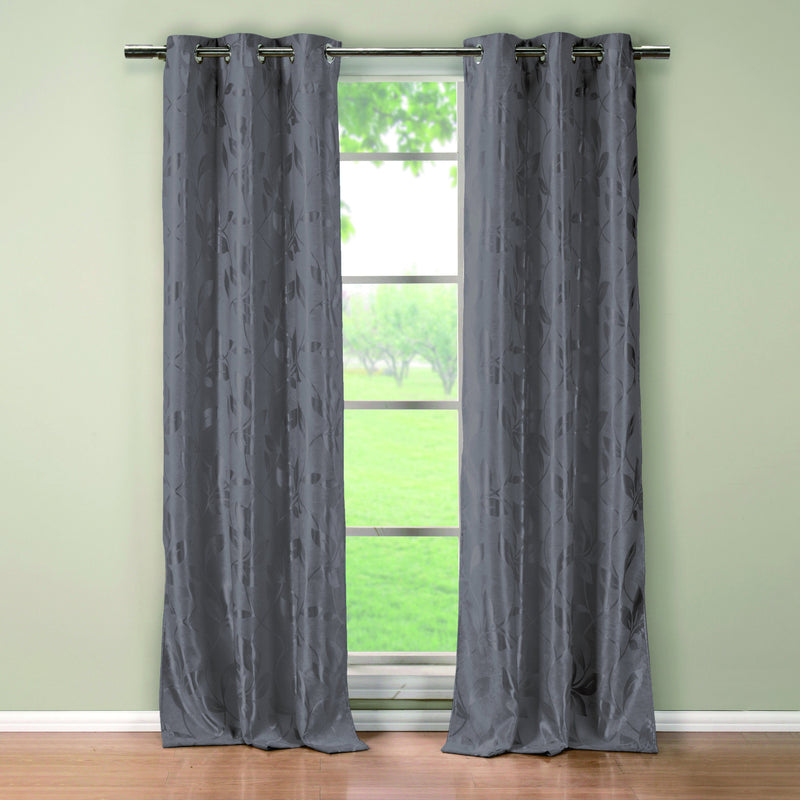 Set of 2: Floral Blackout Grommet Window Curtain Pair Panel