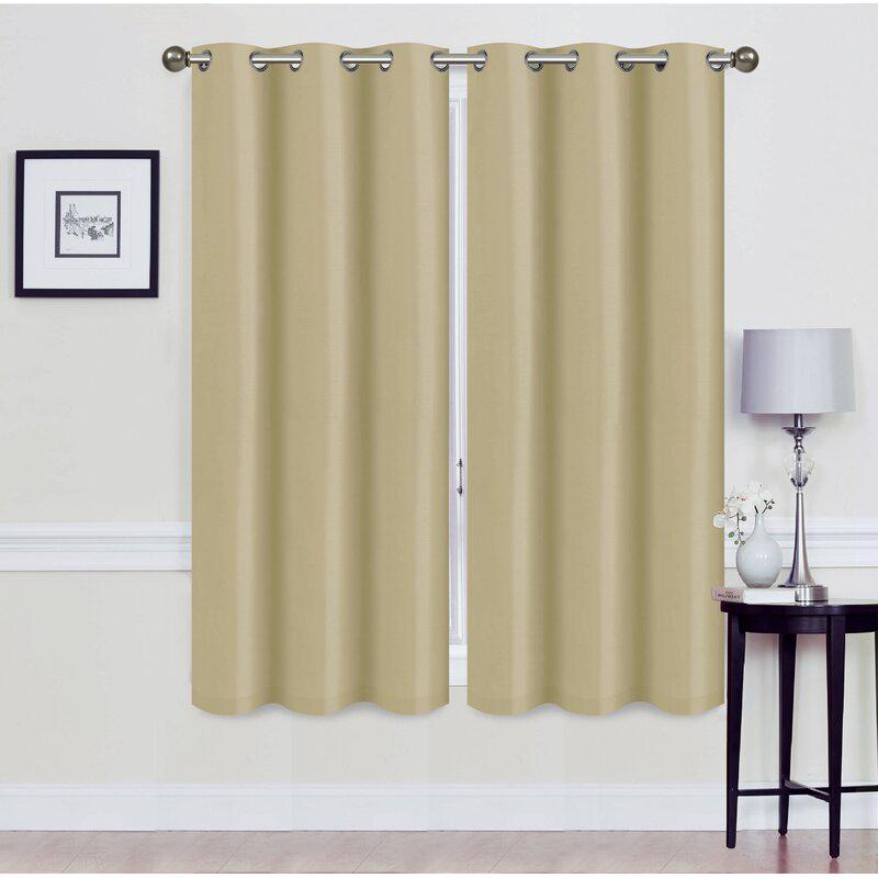 Set of 2: Foam-Backed Blackout Grommet Curtain Panel Lighting & Decor 76 X 63 Beige - DailySale