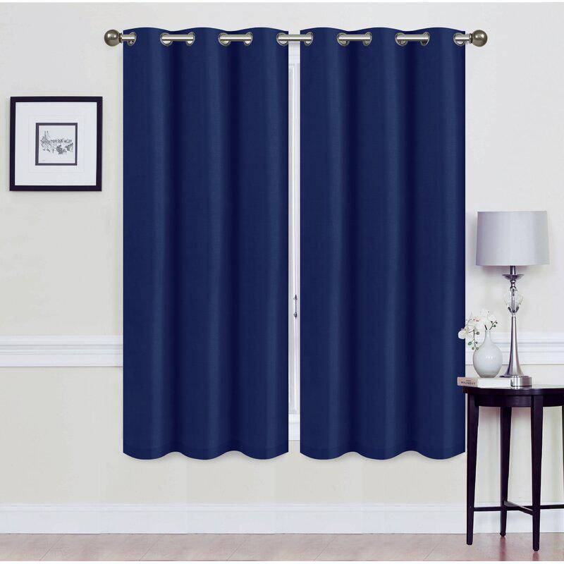 Set of 2: Foam-Backed Blackout Grommet Curtain Panel Lighting & Decor 76 X 63 Navy - DailySale