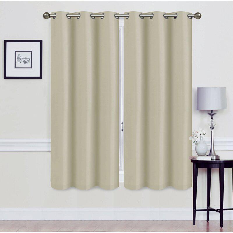 Set of 2: Foam-Backed Blackout Grommet Curtain Panel Lighting & Decor 76 X 63 Taupe - DailySale