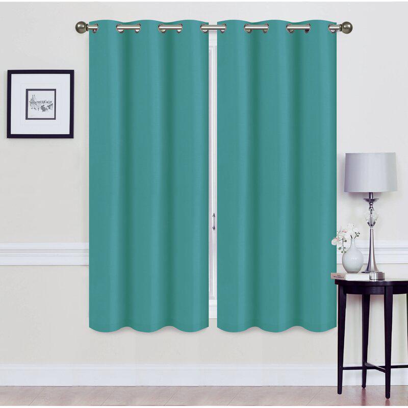Set of 2: Foam-Backed Blackout Grommet Curtain Panel Lighting & Decor 76 X 63 Teal - DailySale