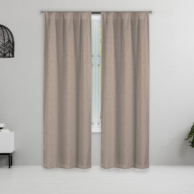 Set of 2: Pearl Detailing Design Blackout Window Curtain Pair Panel Furniture & Decor Gold - DailySale