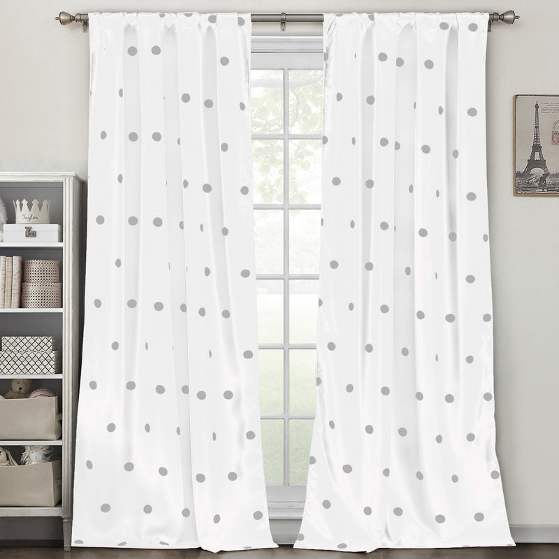 Set of 2: Polka Dots Blackout Window Curtain Pair Panel Furniture & Decor White - DailySale