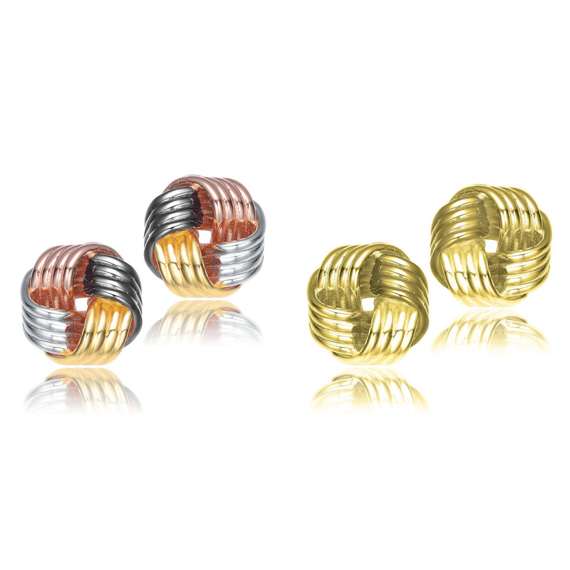 Set of 2: Twisted Button Stud Earrings Earrings - DailySale