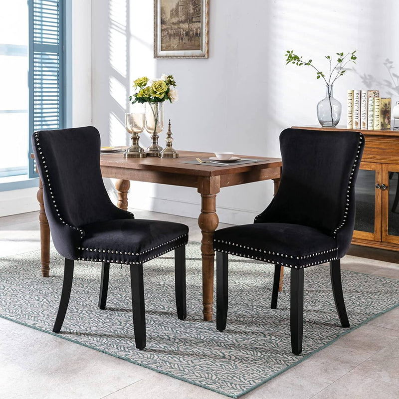 Set of 2: Upholstered Dining Chairs Furniture & Decor Black - DailySale
