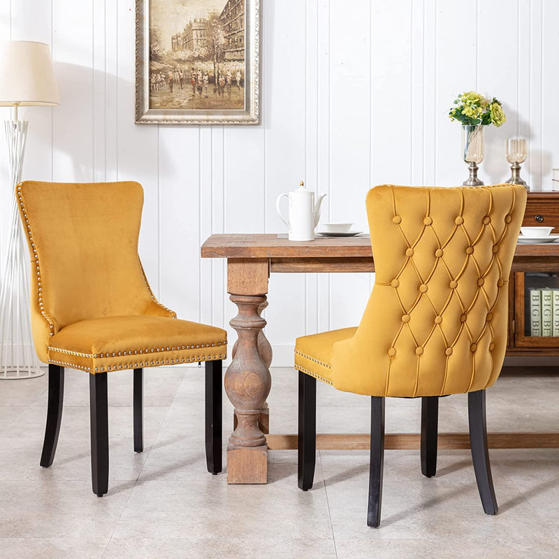 Set of 2: Upholstered Dining Chairs Furniture & Decor Gold - DailySale