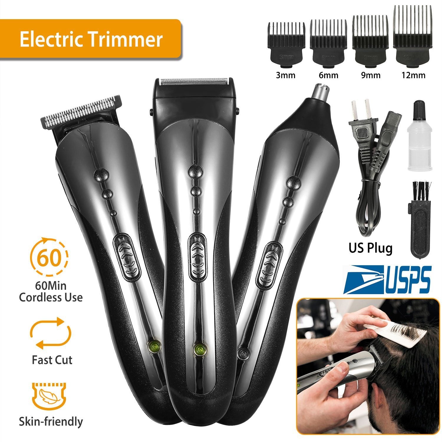 SHINON Men Electric Hair Clipper 3-in-1 Men's Grooming - DailySale