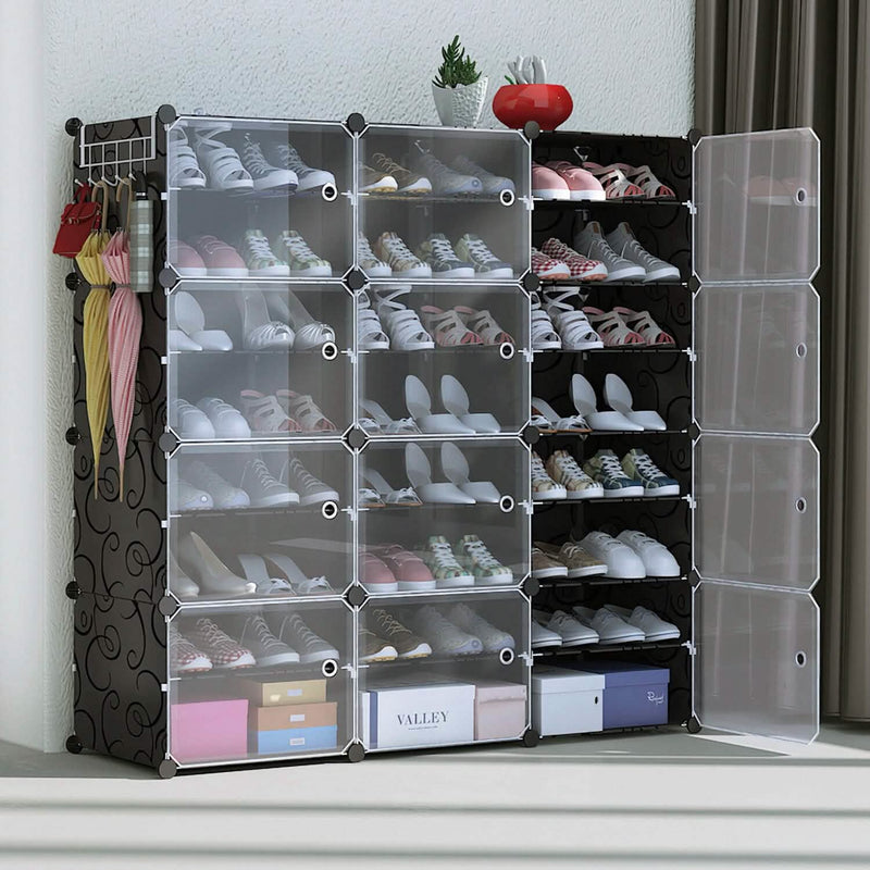 Shoe Rack Organizer with Transparent Doors Closet & Storage - DailySale