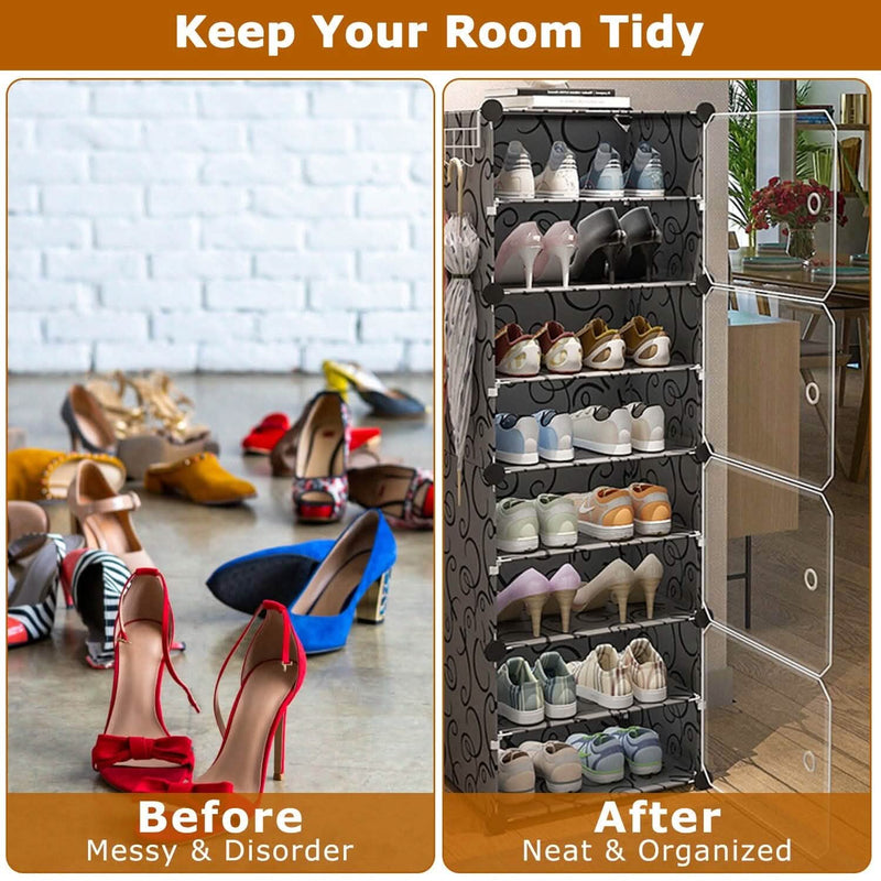 Shoe Rack Organizer with Transparent Doors Closet & Storage - DailySale