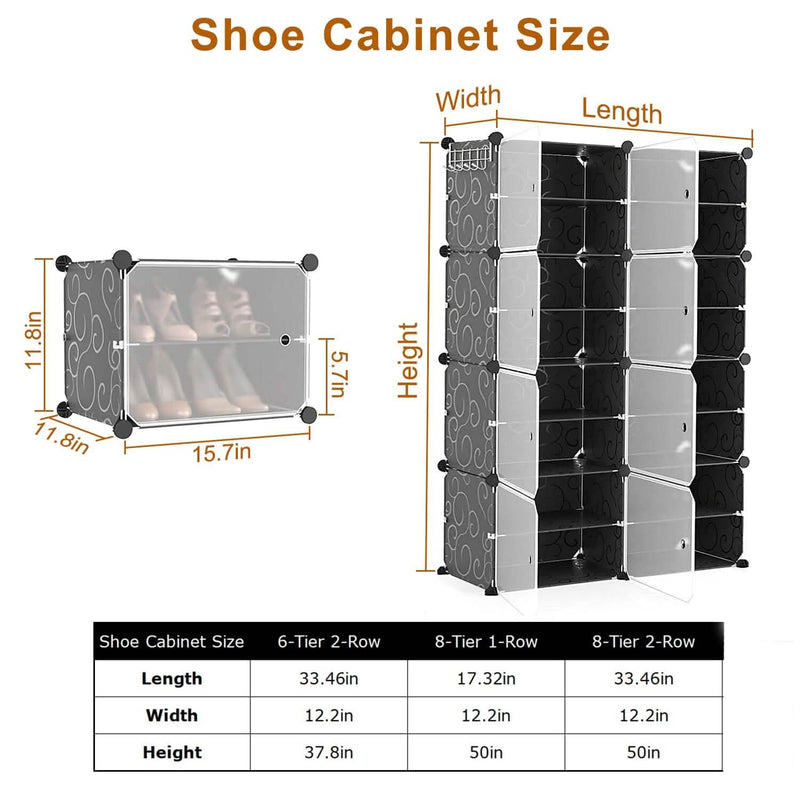 Shoe Rack Organizer with Transparent Doors Closet & Storage - DailySale