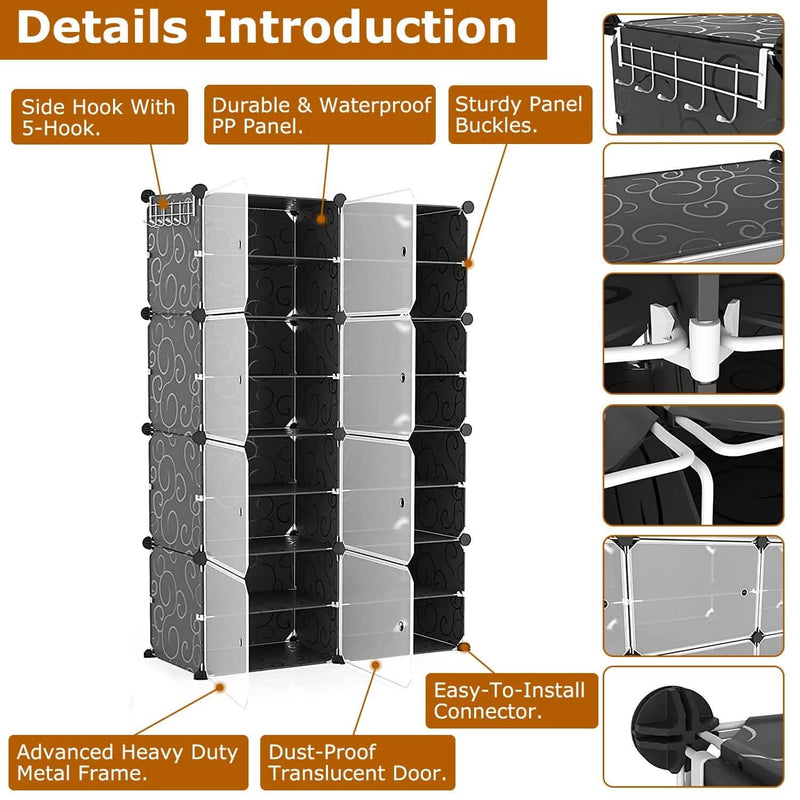 Shoe Rack Organizer with Transparent Doors Closet & Storage - DailySale