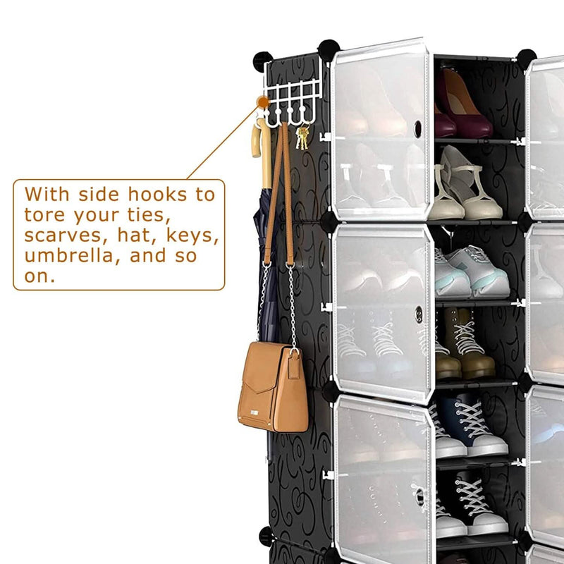 Shoe Rack Organizer with Transparent Doors Closet & Storage - DailySale