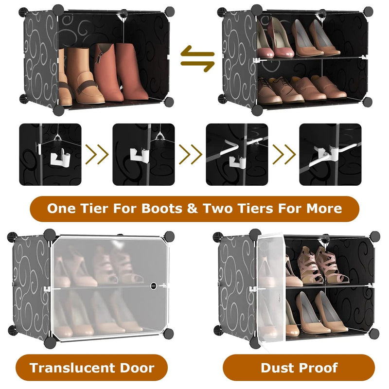 Shoe Rack Organizer with Transparent Doors Closet & Storage - DailySale