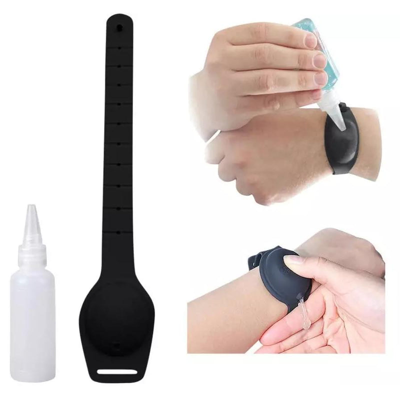 Silicone Refillable Leakproof Wristband with Hand Sanitizer Face Masks & PPE Black - DailySale