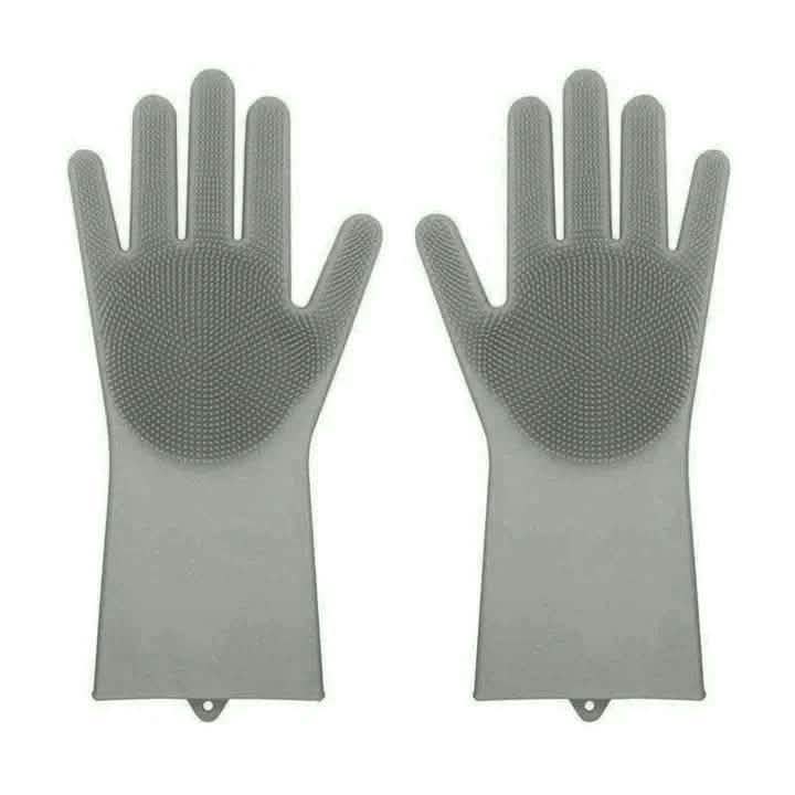 Silicone Scrubber Bristly Gloves Kitchen & Dining Gray - DailySale