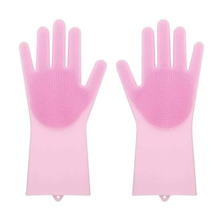 Silicone Scrubber Bristly Gloves Kitchen & Dining Pink - DailySale