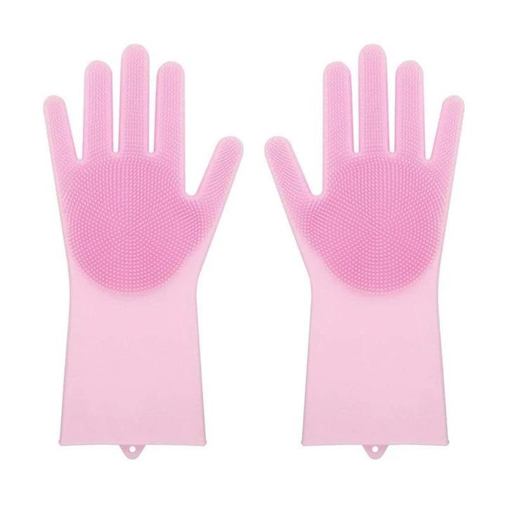 Silicone Scrubber Bristly Gloves Kitchen & Dining Pink - DailySale