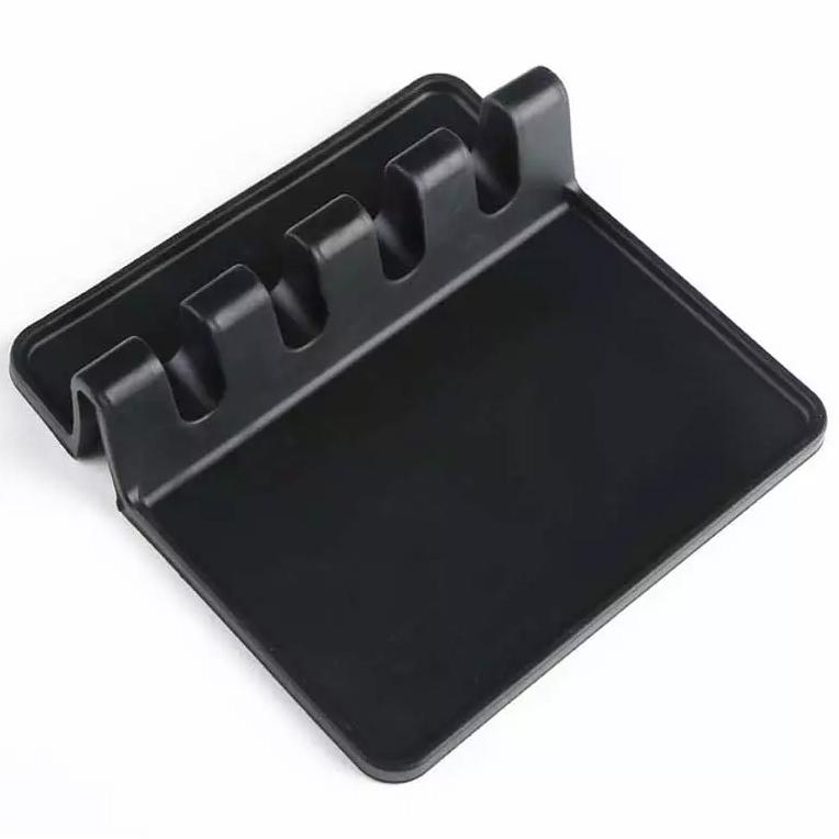 Silicone Spoon Rest with Drip Pad Kitchen & Dining Black - DailySale